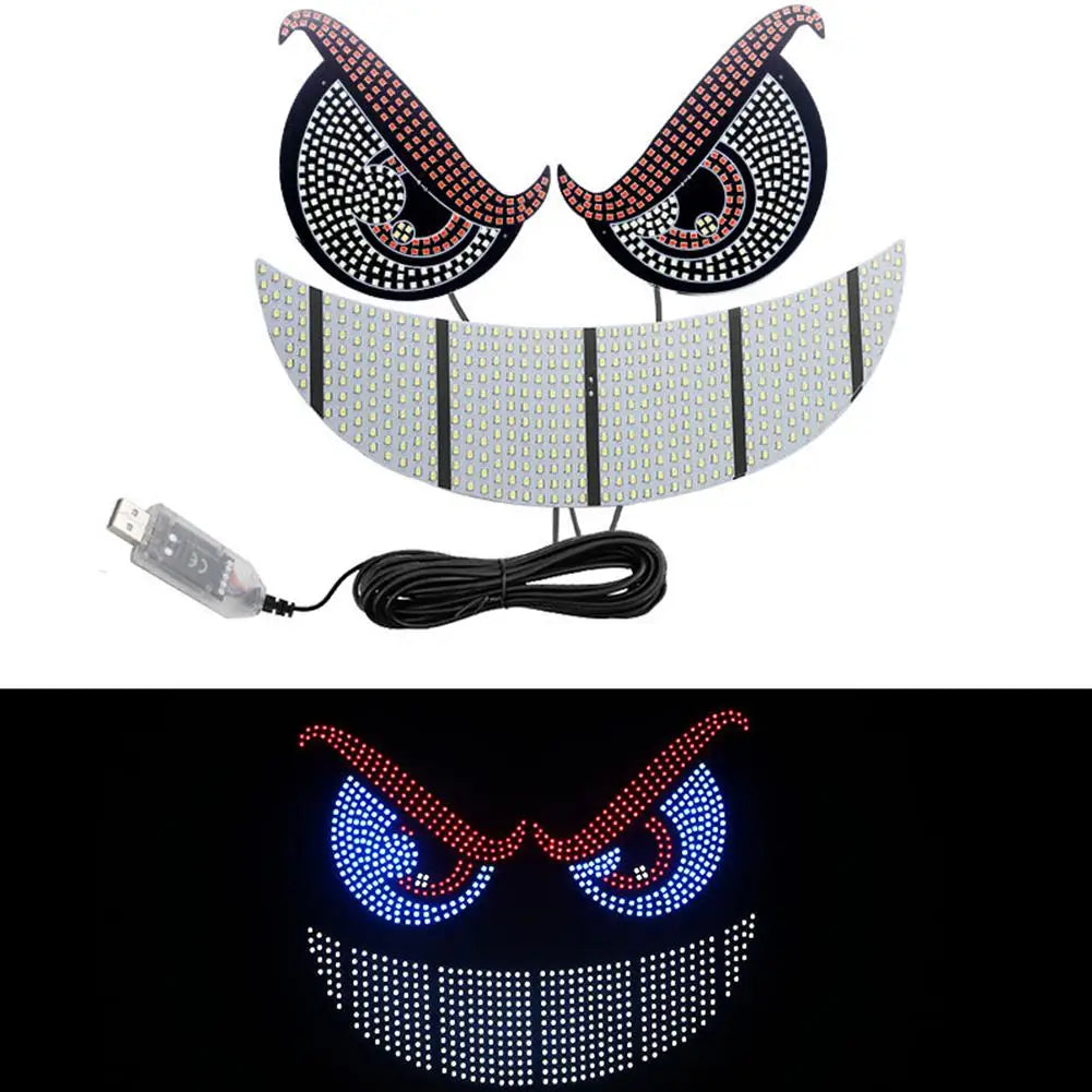 New Car Dynamic Devil's Eye Light LED Rear Windshield Decorative Warning Light With 11 Modes For Auto Modification Accessories