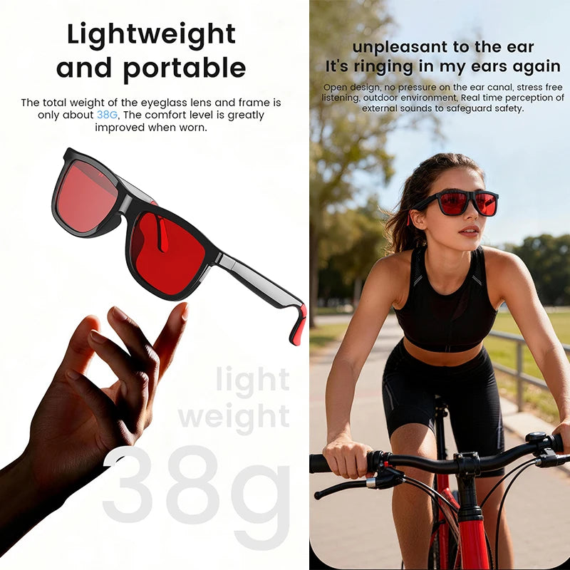 AI Smart Audio Glasses Touch To Color Changing 38g HD Call Sunglasses Noise-reducing Music Play AI Audio Glasses Men Women