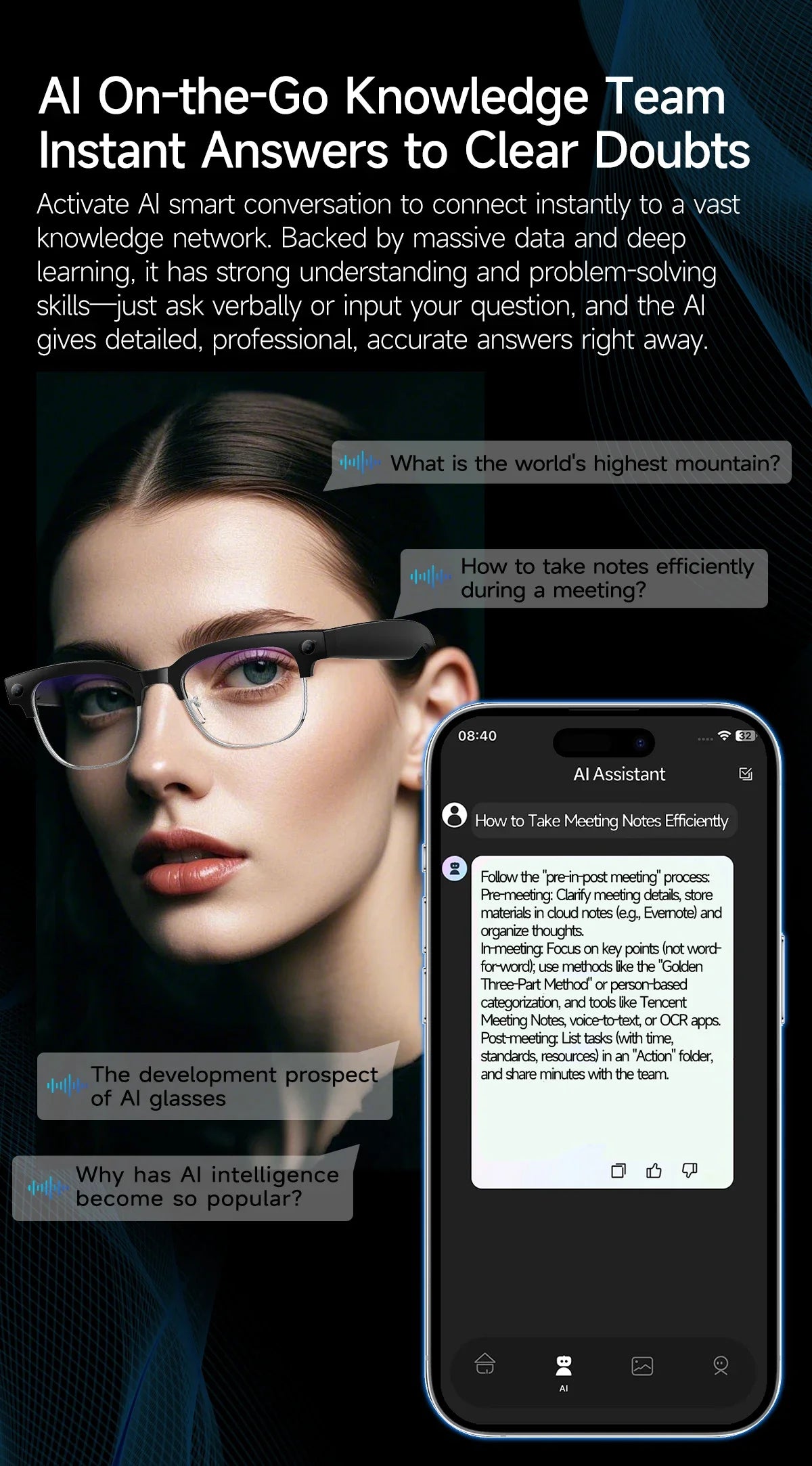 AI Smart Glasses with 800W Pixel Camera Photo Video Recording 120+Language Translation Sunglasses Men Women 2026 New Year's Gift