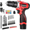 12V Cordless Drill Kit with 2 Batteries, Fast Charger, Lightweight, 2-Speed, 24+1 Torque, LED Light for DIY Wood/Metal