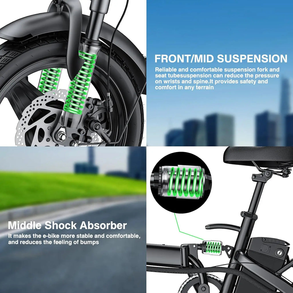 Electric Foldable Bike 520W Motor 24MPH 32Mi 48V 10Ah 3-Level Pedal Assist 14in UL2849, Custom
