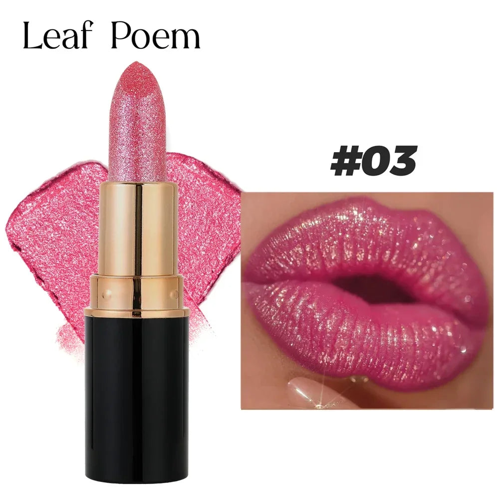 Glitter Metallic Lipstick Waterproof Long Lasting Diamond Pearlescent Lipstick Sexy Lipgloss Moisturizing Lips Makeup