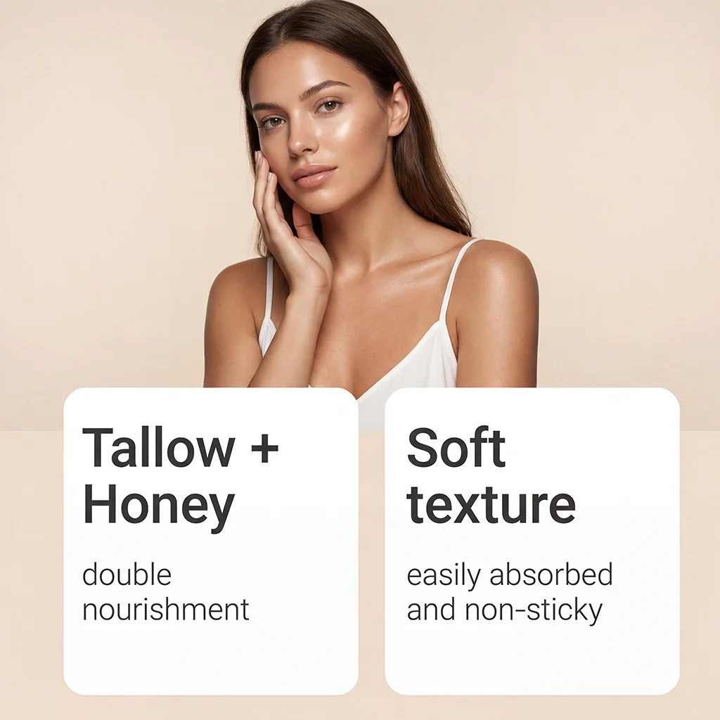 Beef Tallow Honey Face Cream Daily Moisturizing, Smooth and Delicate, Protects Facial Skin, Refreshing and Easily Absorbed Moist