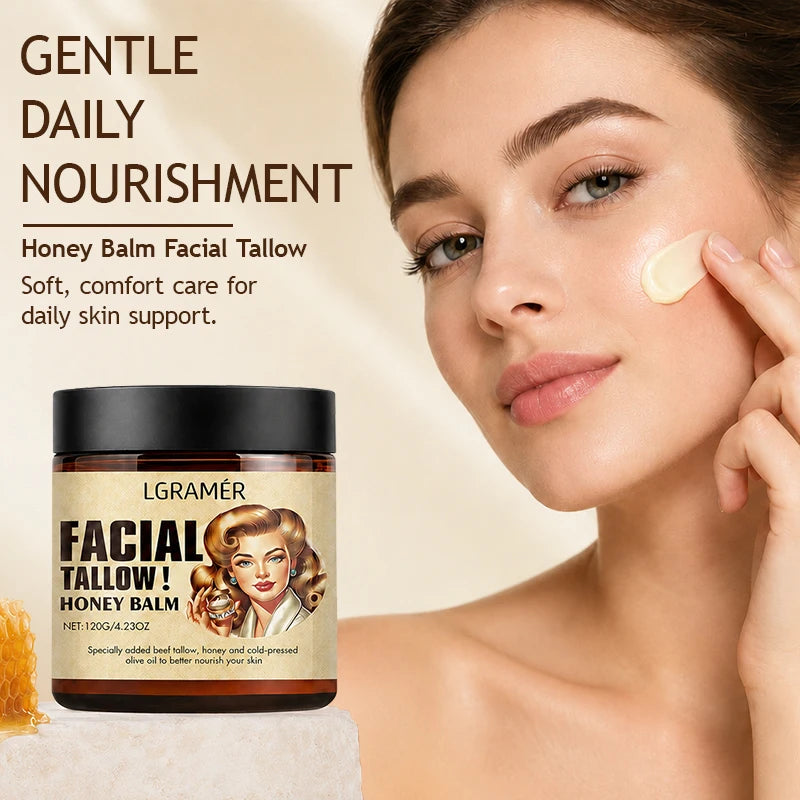 30g/60g/120g Facial Tallow Honey Balm Cream Natural Beef Tallow Face Cream with Olive Oil,Moisturizing & Nourishing for Dry Skin