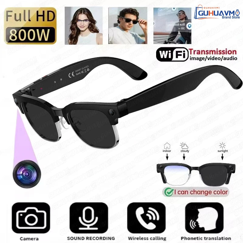 AI Smart Glasses with 800W Pixel Camera Photo Video Recording 120+Language Translation Sunglasses Men Women 2026 New Year's Gift