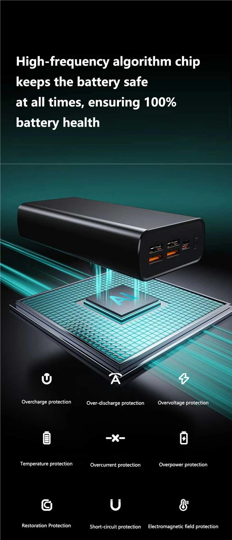 Lenovo 100000mAh CCC Powerbank 140W Super Fast Charging Portable Battery Charger Ultra Capacity LED Digital Display For IPhone