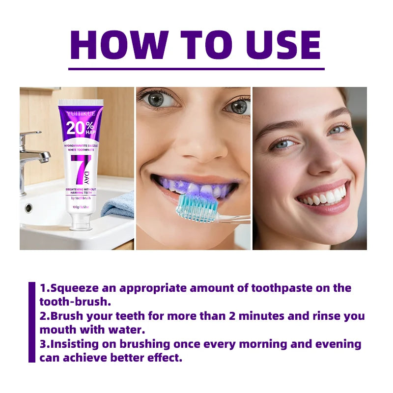 YUITIKUE Hydroxyapatite Toothpaste - Purple Formula, Refreshes Breath & Enhances Natural Tooth Shine, 100g