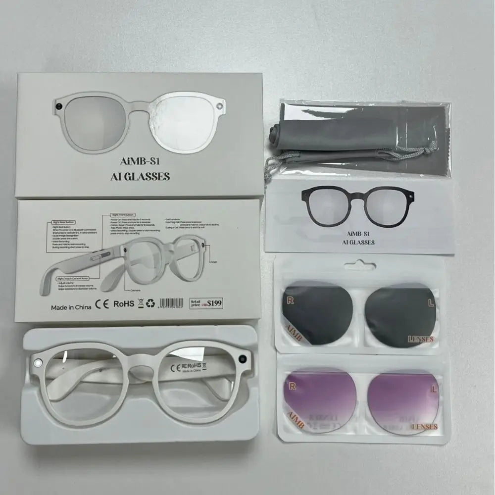 2 in 1 AI Smart Glasses AIMB-S1 Wearable Tech Smart AI Glasses Waterproof Anti-Blue Light Smart Video Glasses Image Conversation