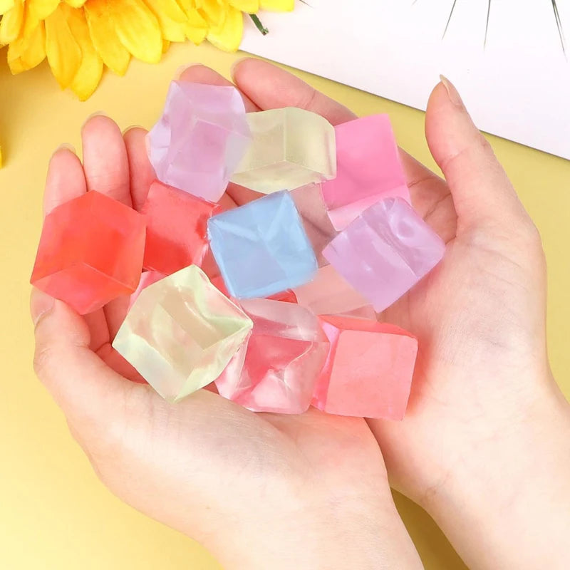 Squishy Fidget Toys Ice Cubes Soft Square Squeeze Sensory Stress Ball Anxiety Relief Party Favors Birthday Gifts Kids Boys Girls