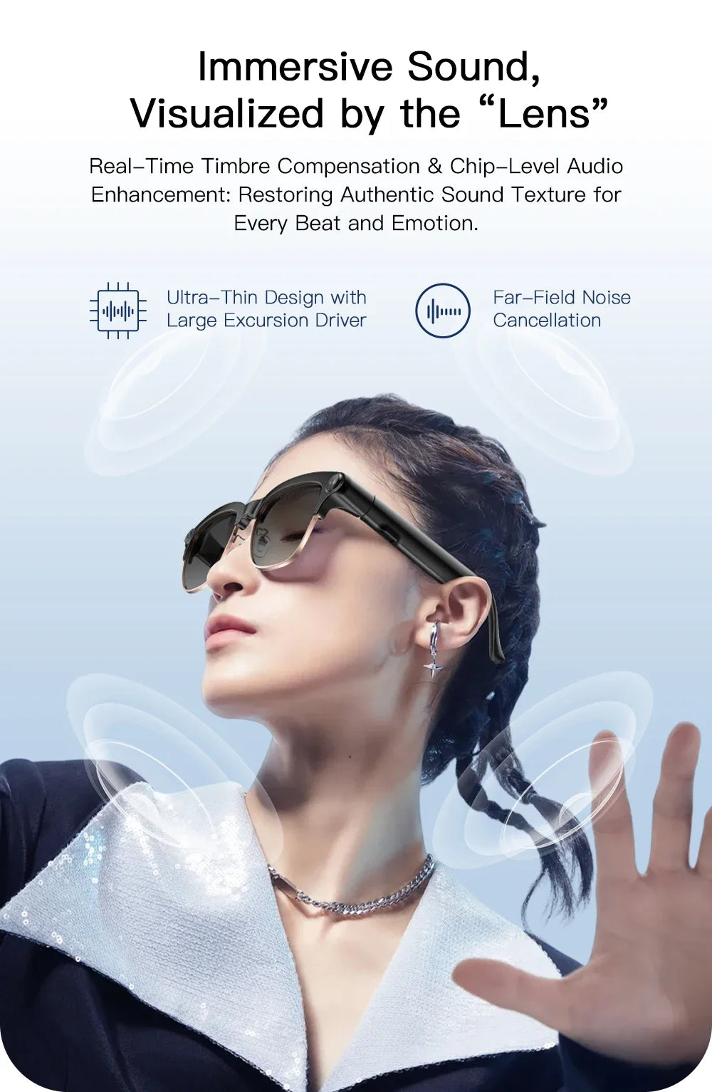 AI Smart Glasses 800W HD Camera Real-Time Translation Voice Assistant Bluetooth Wearable 2GB RAM 300MAH Smart Glasses Men Women