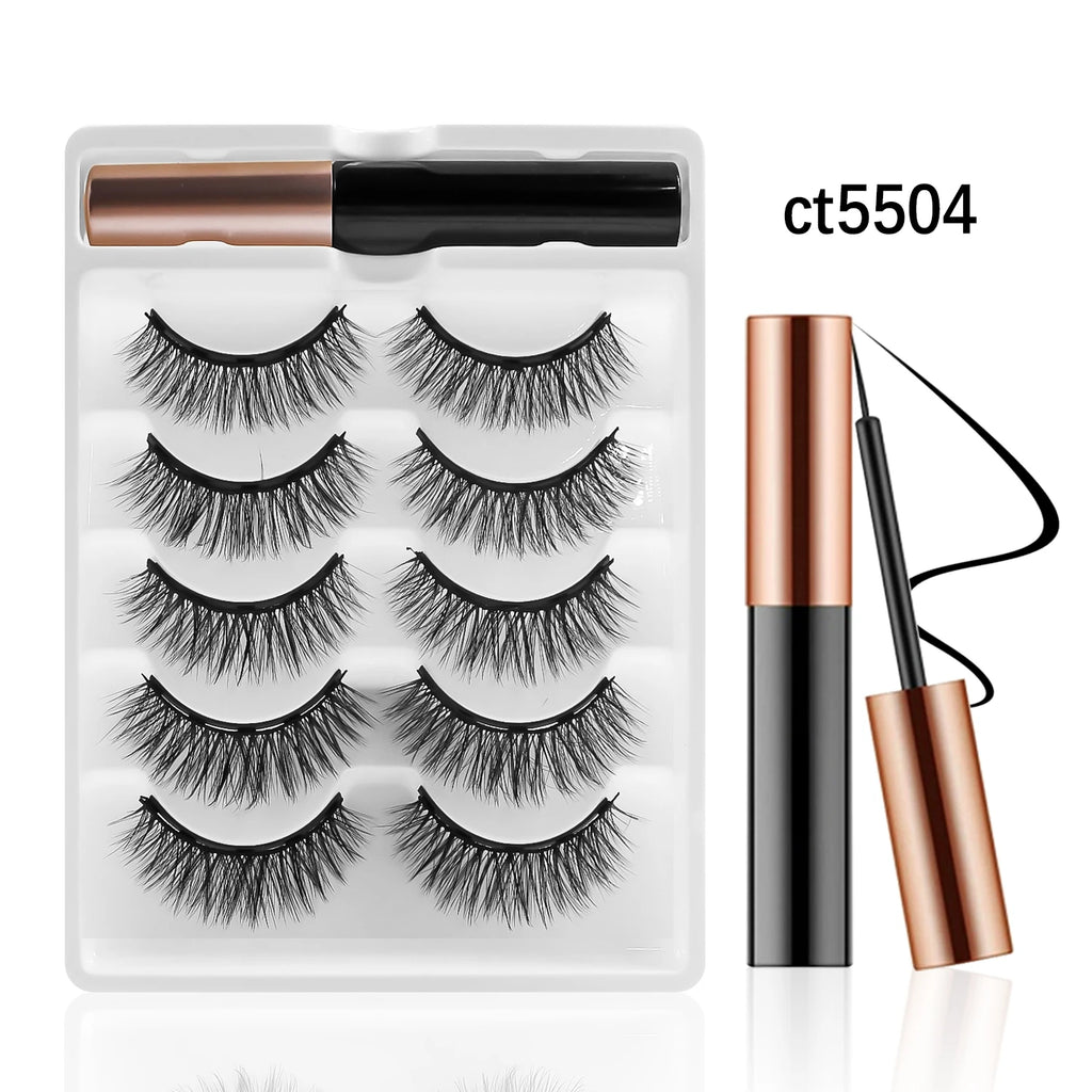 REDSIREN Natural Magnetic Lashes Makeup 1/5Pairs Reusable Magnetic  Eyelashes and Eyeliner Kit