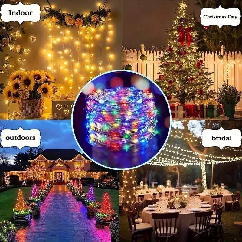 Solar LED String Lights Solar Power Lamp for Patio Tree Christmas Party Wedding Decor Outdoor Lighting Fairy Lights