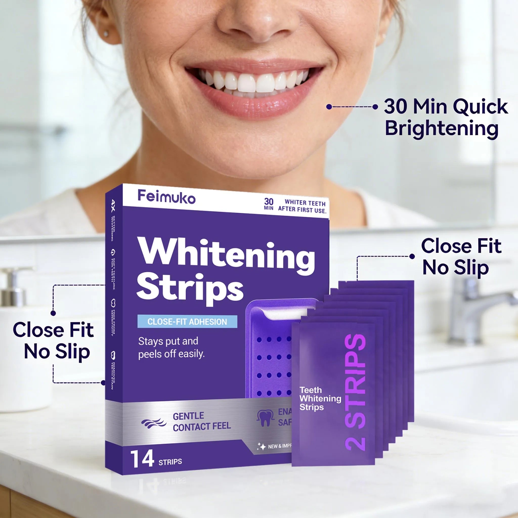 Purple Teeth Whitning Strips Oral Hygiene Mint FreshTooth Brightening Patches