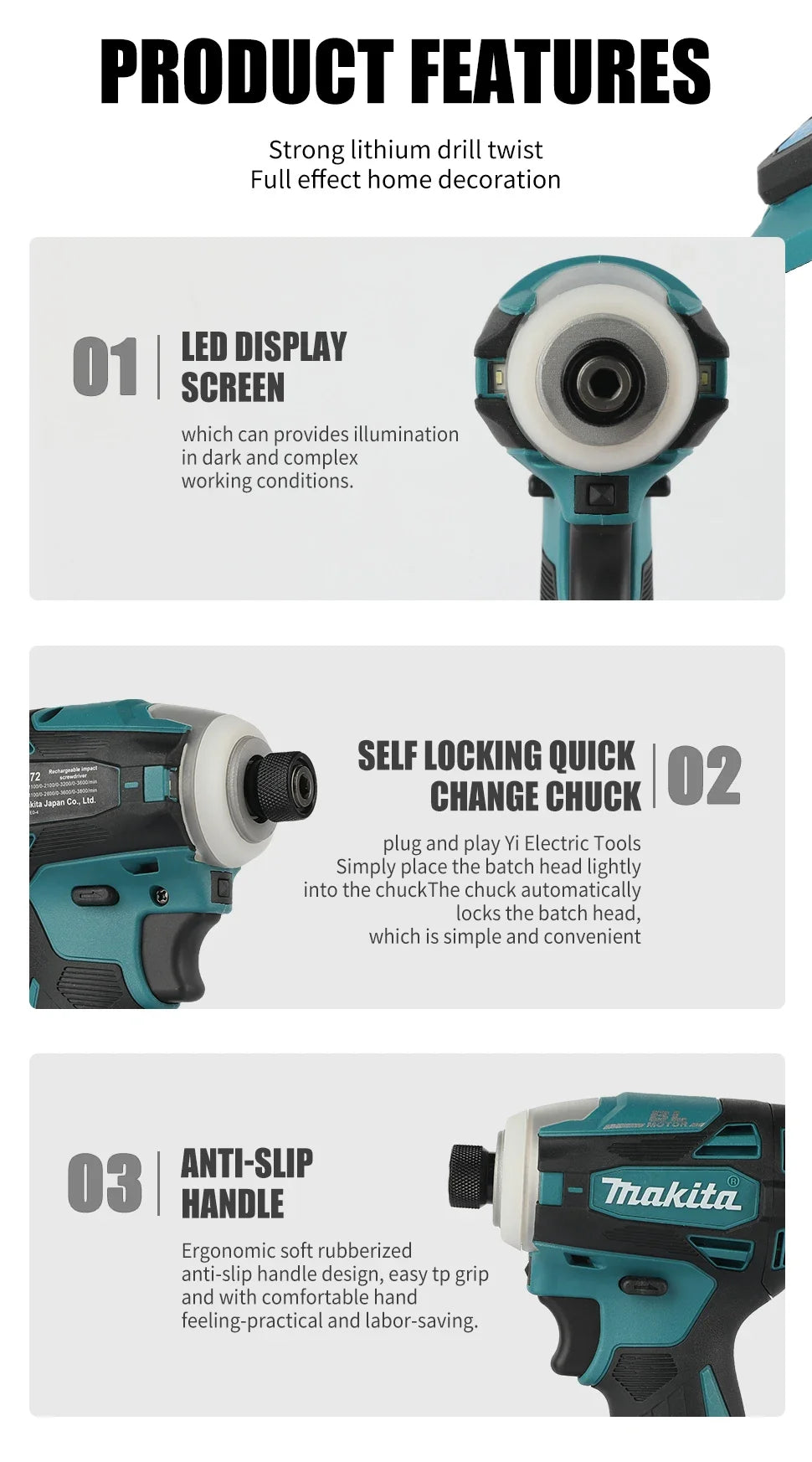 Makita DTD172 Professional Impact Driver 180N·m Max Torque Ideal For Heavy-duty Woodworking And Construction Projects tools