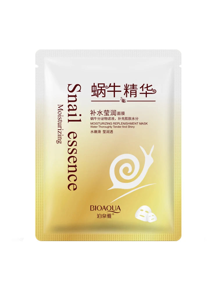 1pcs BIOAQUA Snail Moisturizing Facial Mask Anti Wrinkles Anti-Aging Smoothing Whitening Face Mask Shrinking Pore Skin Care
