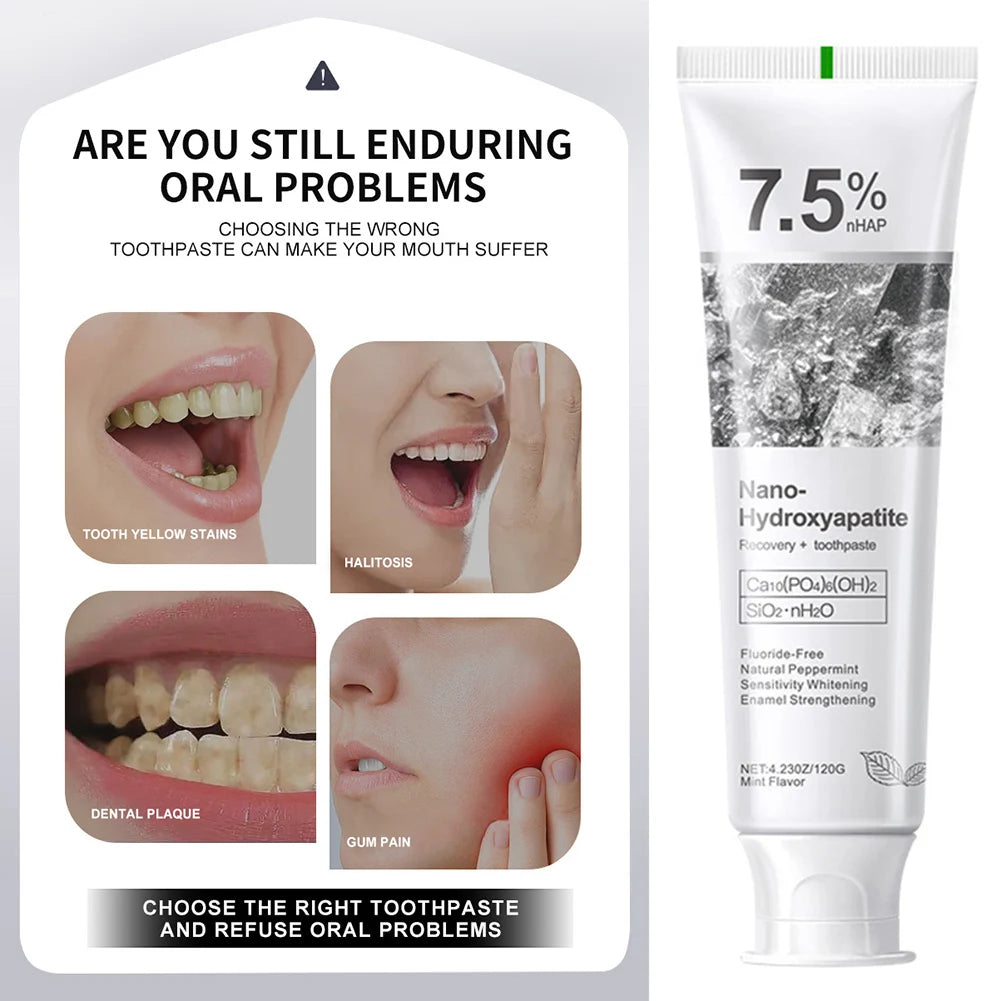 120g Hydroxyapatite Toothpaste,Gentle Mint,Breath Refreshing Whitening Toothpaste,Intensives Stain Removal Tooth Paste,Oral Care