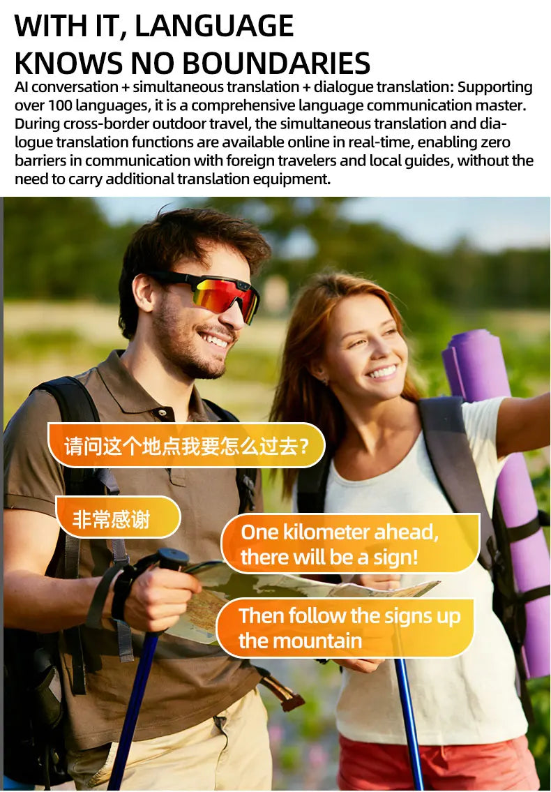AI Smart Glasses With Camera 4K HD Video & Photo Capture, Real-Time Translation, 8MP Pixel Anti-shake Outdoor Sports Goggles Men