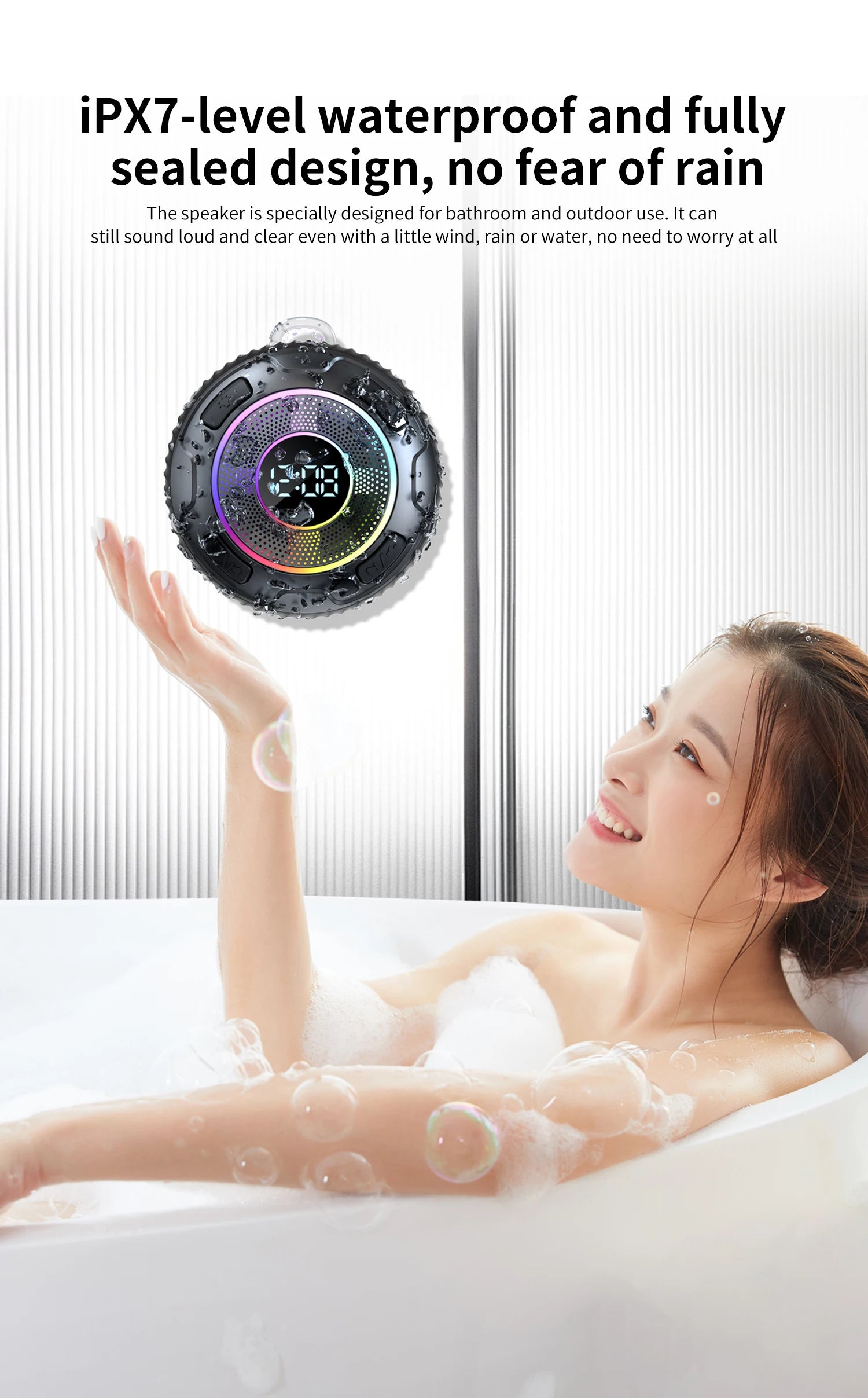 s3 Bluetooth Shower Speakers subwoofer Wireless Speaker S5 IPX7 Waterproof ENC Speakers IPX7 Waterproof Built-in Mic 10 hours