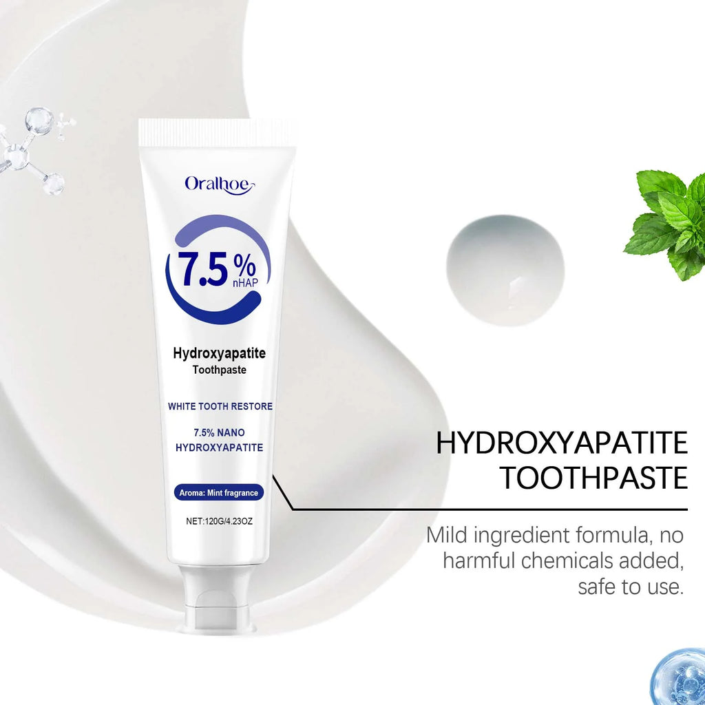 7.5% Hydroxyapatite Toothpaste for Sensitive Teeth - Enamel Protection & Strengthening, Fluoride-Free, Gentle & Effective Formul