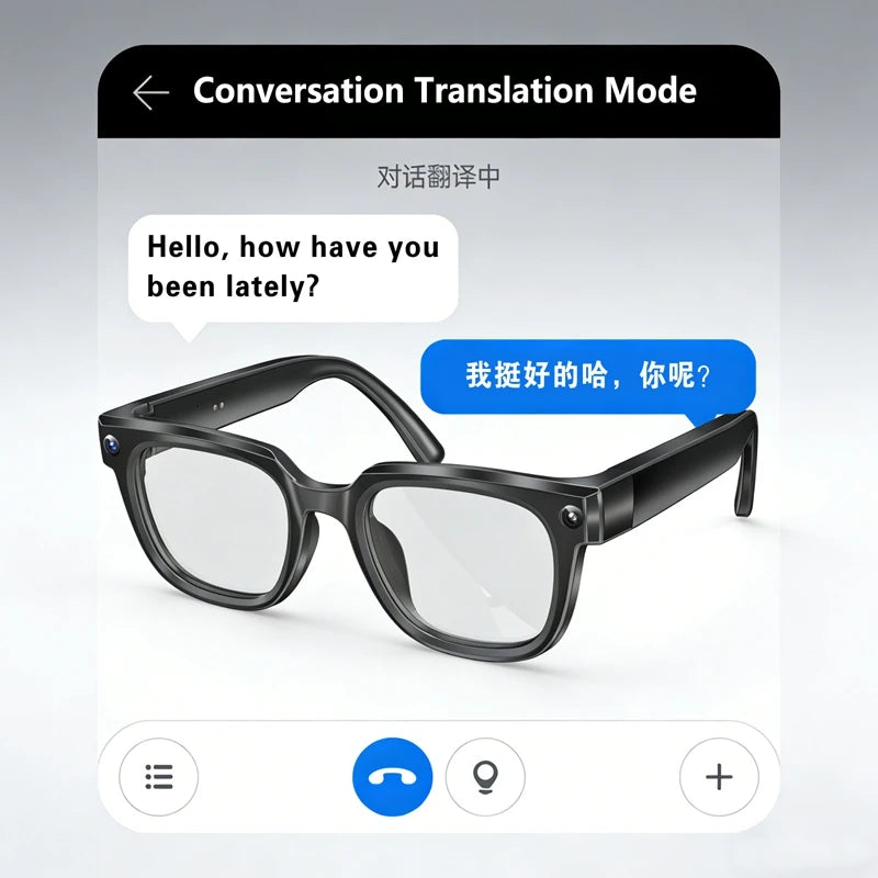 AI Smart Glasses Translation Glasses 8MP HD Camera 4K Shooting Image Bluetooth Call Recording Music Photo Recognition Sunglasses