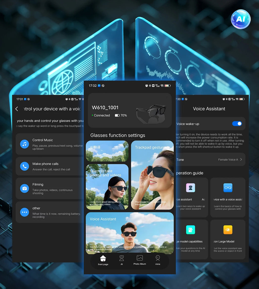 AI Smart Glasses with 8MP Camera Video Recording 100+ Languages Translation Sunglasses Bluetooth Call Music Play Men Women 2026