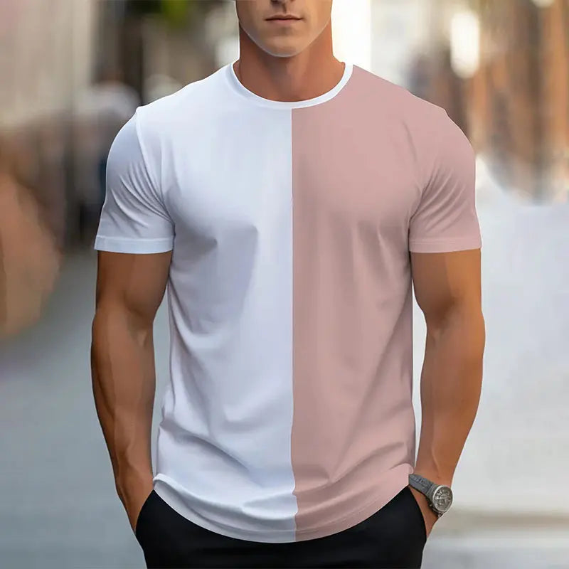 Men's Short Sleeve Summer  Sports Fitness T Shirt  Round Neck