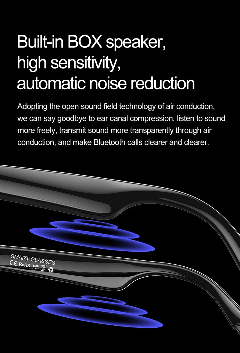AI Smart Glasses for Men Smart Translation Glasses with Waterproof Call Function BT Smart Sunglas Outdoor Sports Headphones
