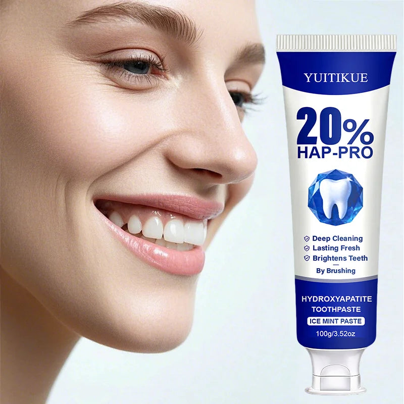 YUITIKUE 100g 20% HAP-PRO Hydroxyapatite Toothpaste, Ice Mint, Deep Cleaning, Brightening & Long-Lasting Fresh Breath Daily Care