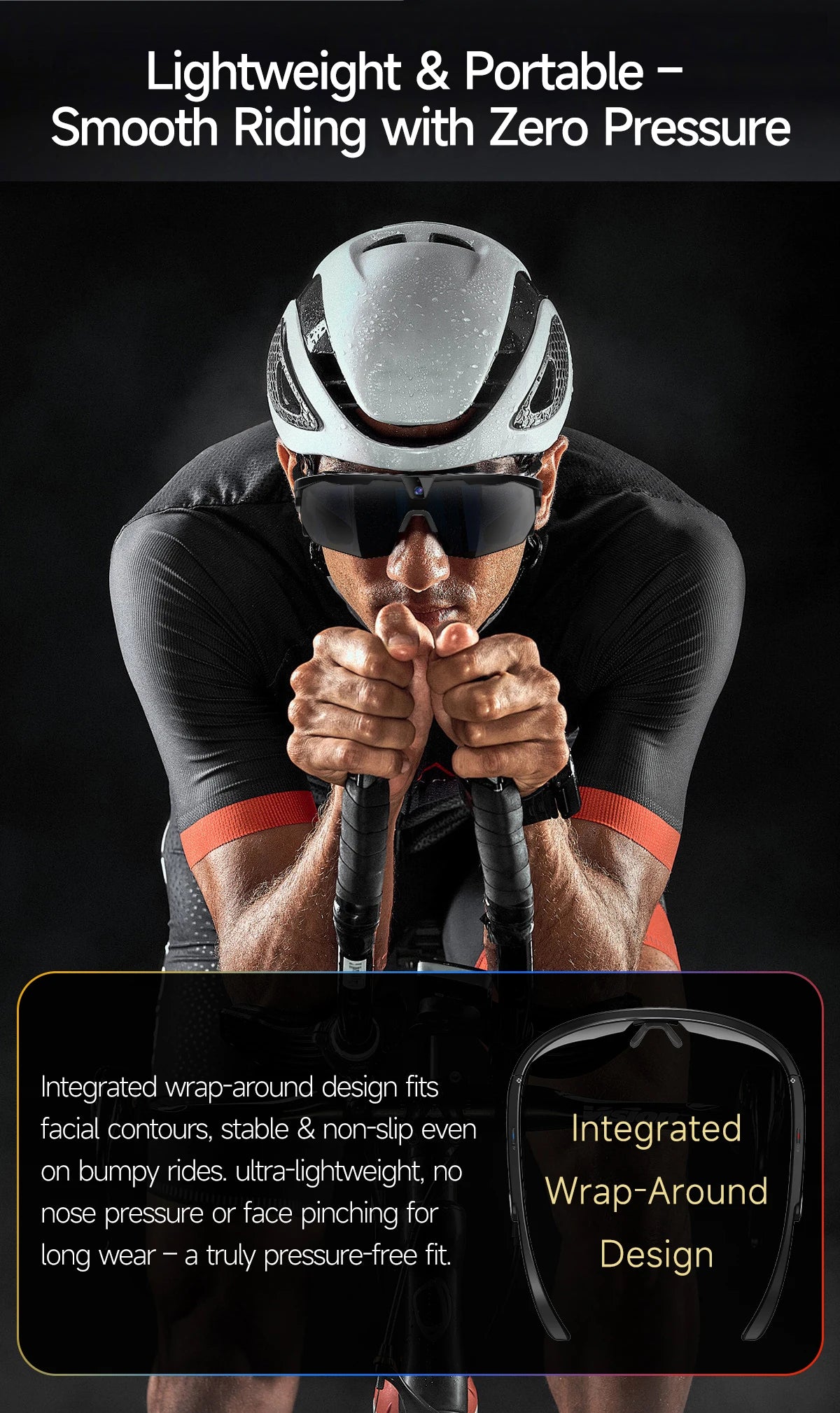 New AI smart glasses for outdoor cycling featuring an 800p camera and a compact, high-definition anti-shake action camera
