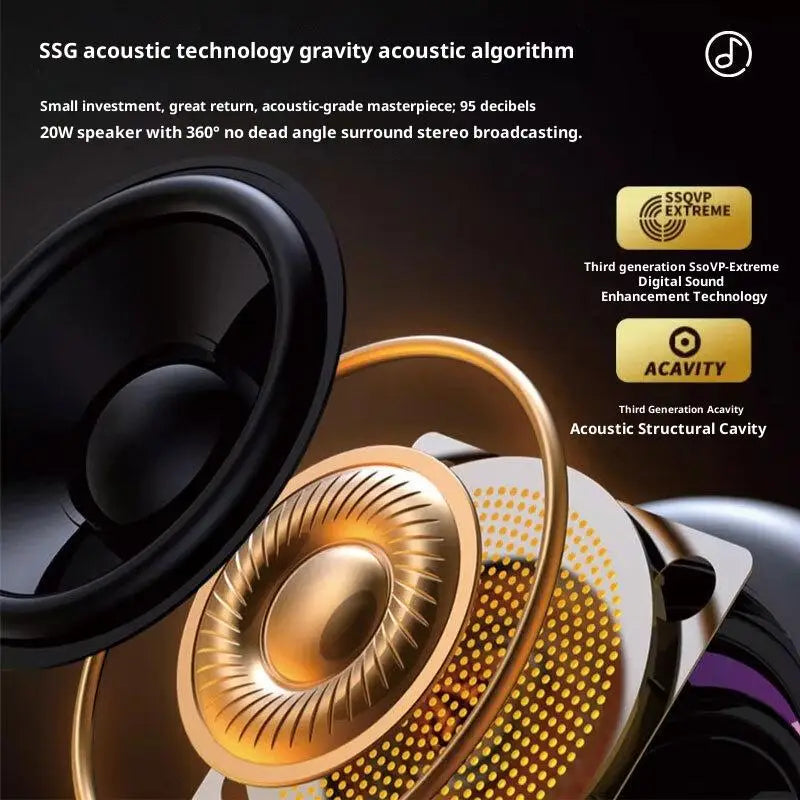 Bluetooth Speaker With Stylish Design High-Quality Sound Long Battery Life, Ambient Lighting Portable Subwoofer And Loud Volume