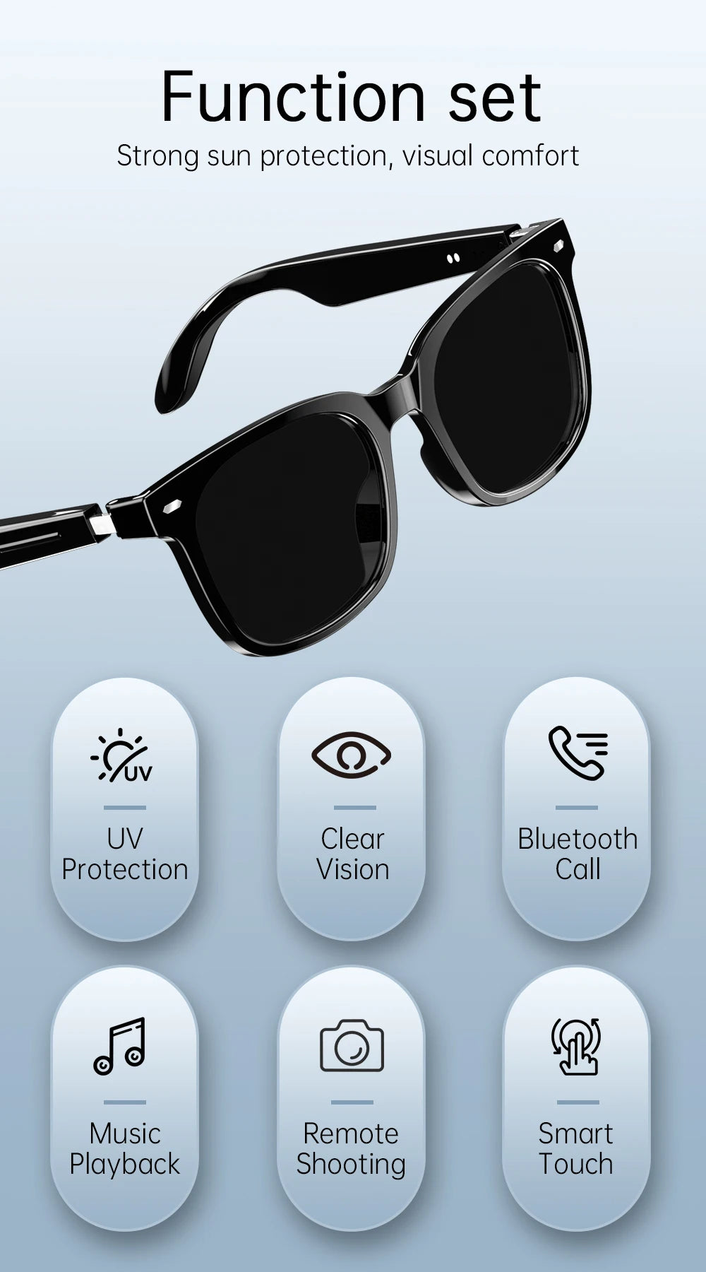 AiMB V6 Max AI Smart Glasses Blue Light Blocking UV400 Bluetooth 5.4 Voice Assistant Music Calls Dual Speakers Camera Control