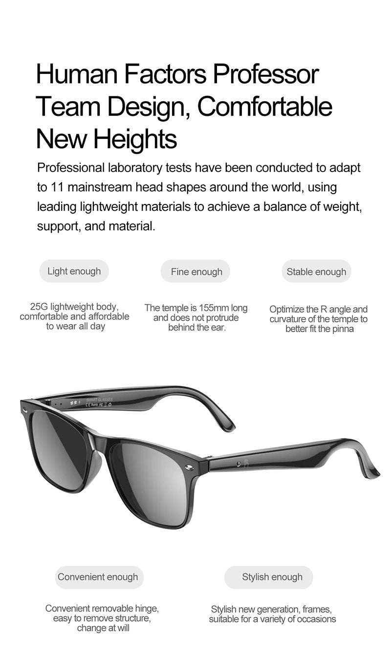 AI Smart Glasses for Men Smart Translation Glasses with Waterproof Call Function BT Smart Sunglas Outdoor Sports Headphones