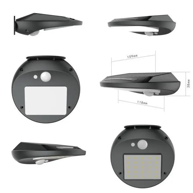 Solar Wall Lamp 3.7V 1.2W 300lm Long Lifespan Weather Resistant Outdoor Lighting for Gardens Garages Patios