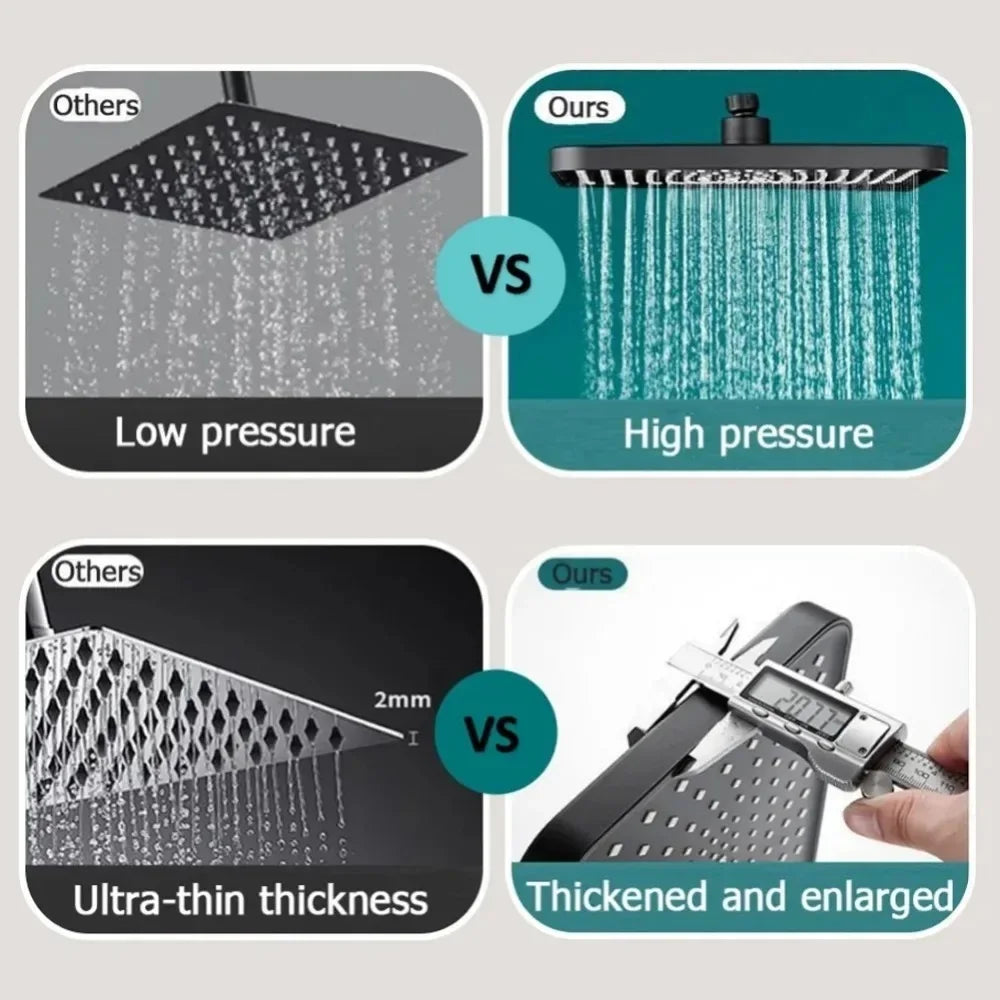 🔥🔥🔥Top spray showerhead 30cm Large Size High Pressure Overhead Rain Large Flow Booster Rain Shower Head 360° Rotation Water Saving