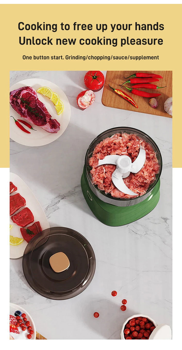 350ml Mini Kitchen Food Processor Multifunctional Cordless Electric Meat/Garlic Grinder Household Baby Food Processor