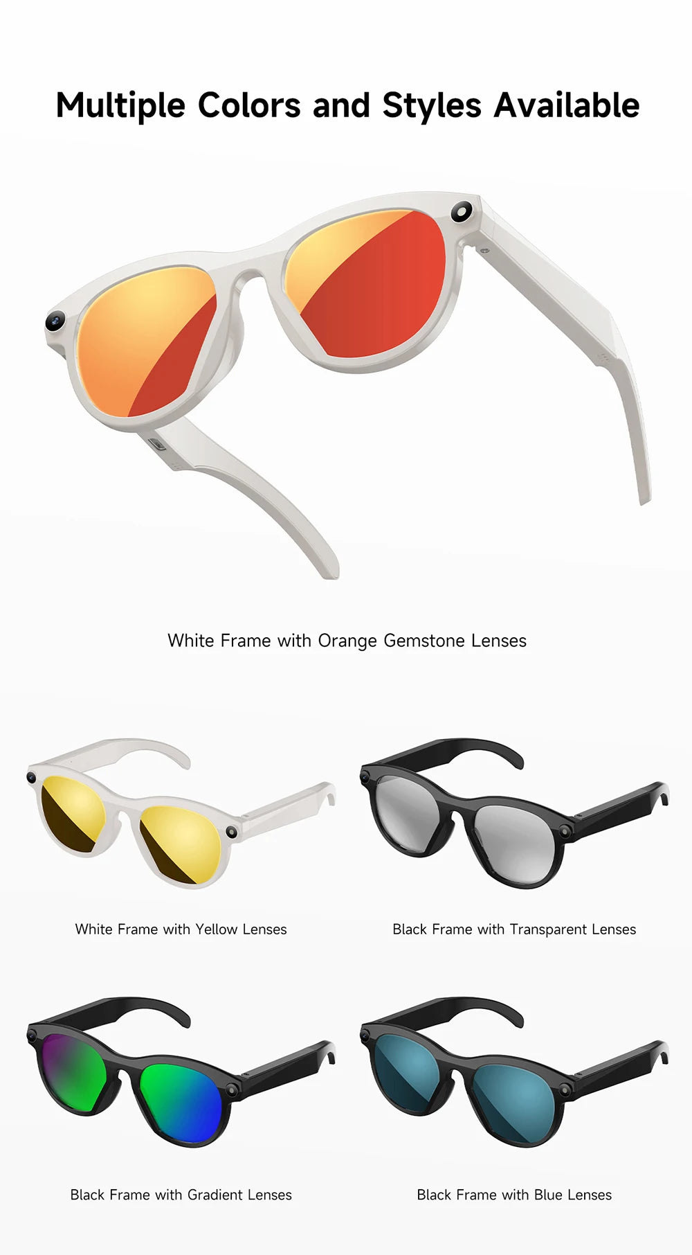 2026 New AI Smart Glasses for Men Women HD Camera 1080P Video AI Voice Assistant Translation Music Playback Bluetooth Calling