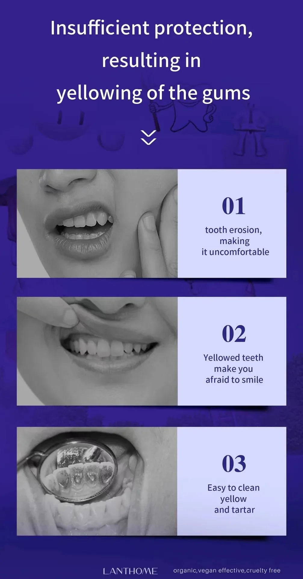 30ml V34  Purple Toothpaste Clean Oral Hygiene Fresh Breath Removes Tartar