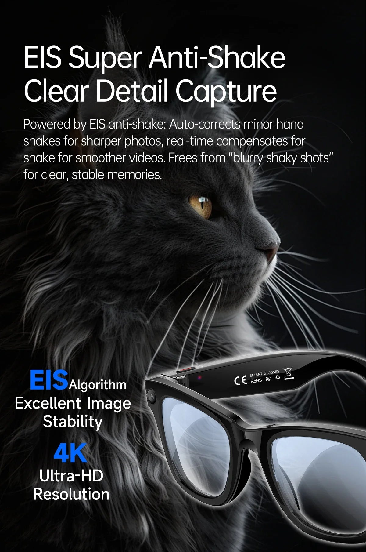 AI Smart Glasses 1080P HD Camera Recording 13MP Lens Real Time Translation GPT Voice Assistant Anti Shake Eyewear Smart Glasses