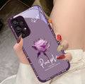 Elegant Rose Red For Samsung Galaxy S10 4G S20 11E 30 S21 21Fe 22 S24 Pro S23 Ultra 5G S8 S9 Tempered Glass Phone Case