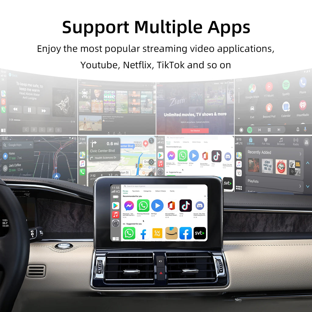 3-in-1 System Android 13 Car Video Ai Box for Wireless CarPlay Adapter/Android Auto, Ai Box Carplay with GPS, Bluetooth, Wifi