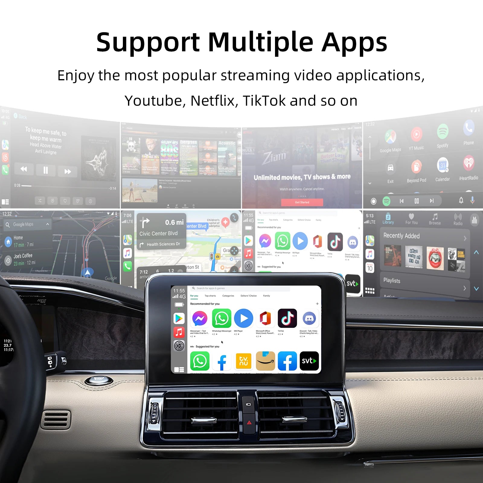 3-in-1 System Android 13 Car Video Ai Box for Wireless CarPlay Adapter/Android Auto, Ai Box Carplay with GPS, Bluetooth, Wifi