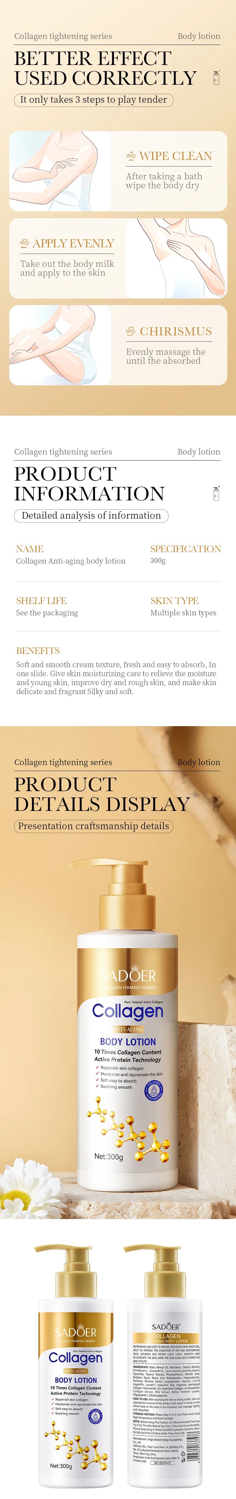 Collagen Body Lotion Hydration - Intense Moisturizer Anti-Aging