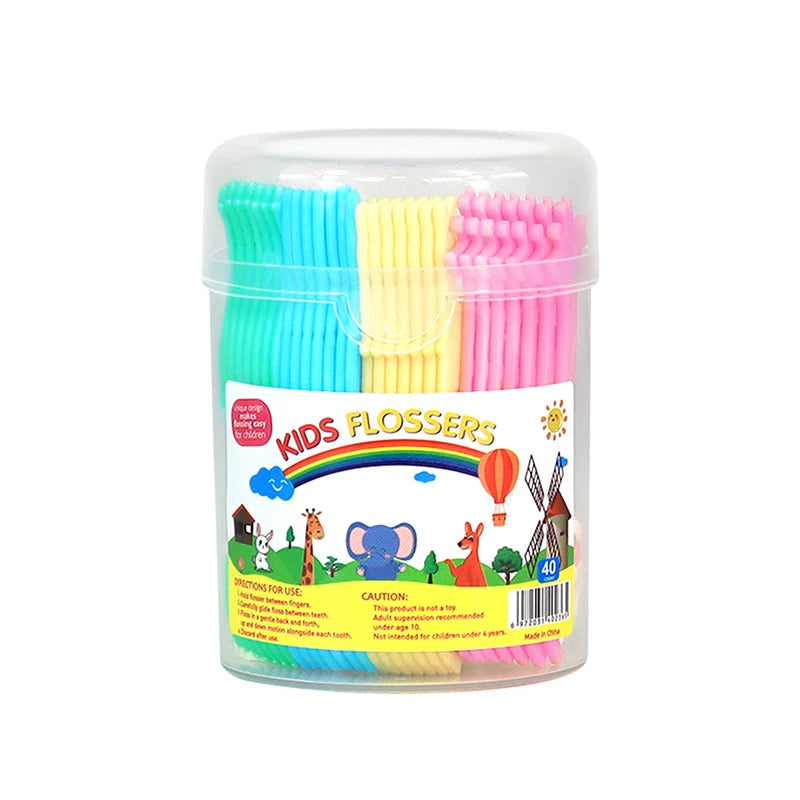 40Pcs Children's Dental Floss Animal Shape