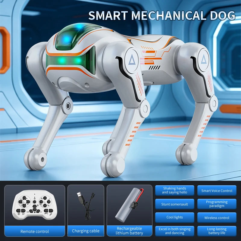 Intelligent AI machine dog dialogue programming remote control bionic dog cool special effects remote control robot toy gift