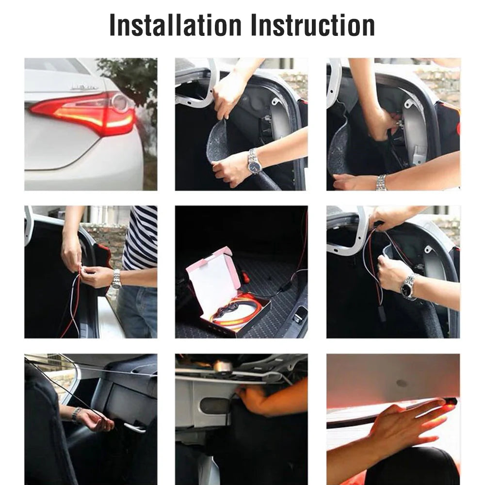 Car Brake Light LED Styling High Mount Additional Stop Lamp Modified Turn Signal Running Light Universal Auto Flexible Led Strip