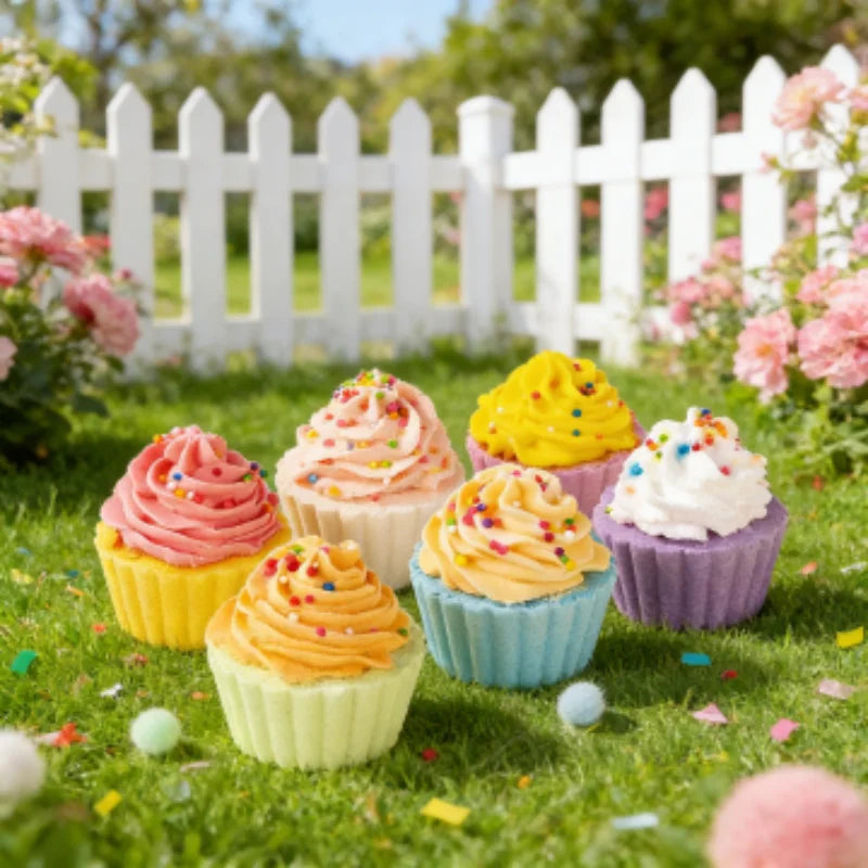 80g Cake Shape Bath Bombs Kids Safe Bubble Fizzies with Essential Oil Moisturizing Relaxing Aromatherapy Bath Salt Balls