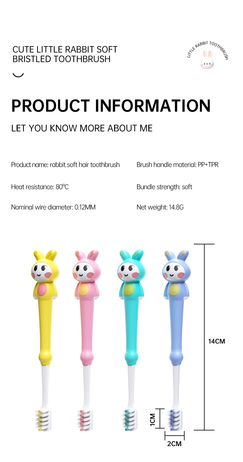 Kid's cartoon rabbit soft  toothbrush gently cleans