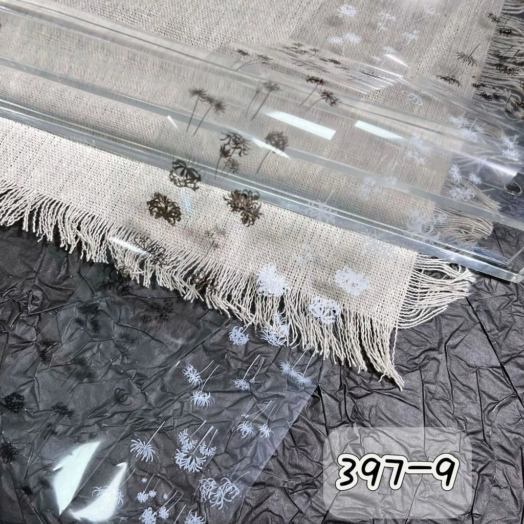 1 Box Black White Strapes Nail Foils for Transfer Paper Bowknot Flowers Nails Wraps Denim Plaid Nail Art Decorations
