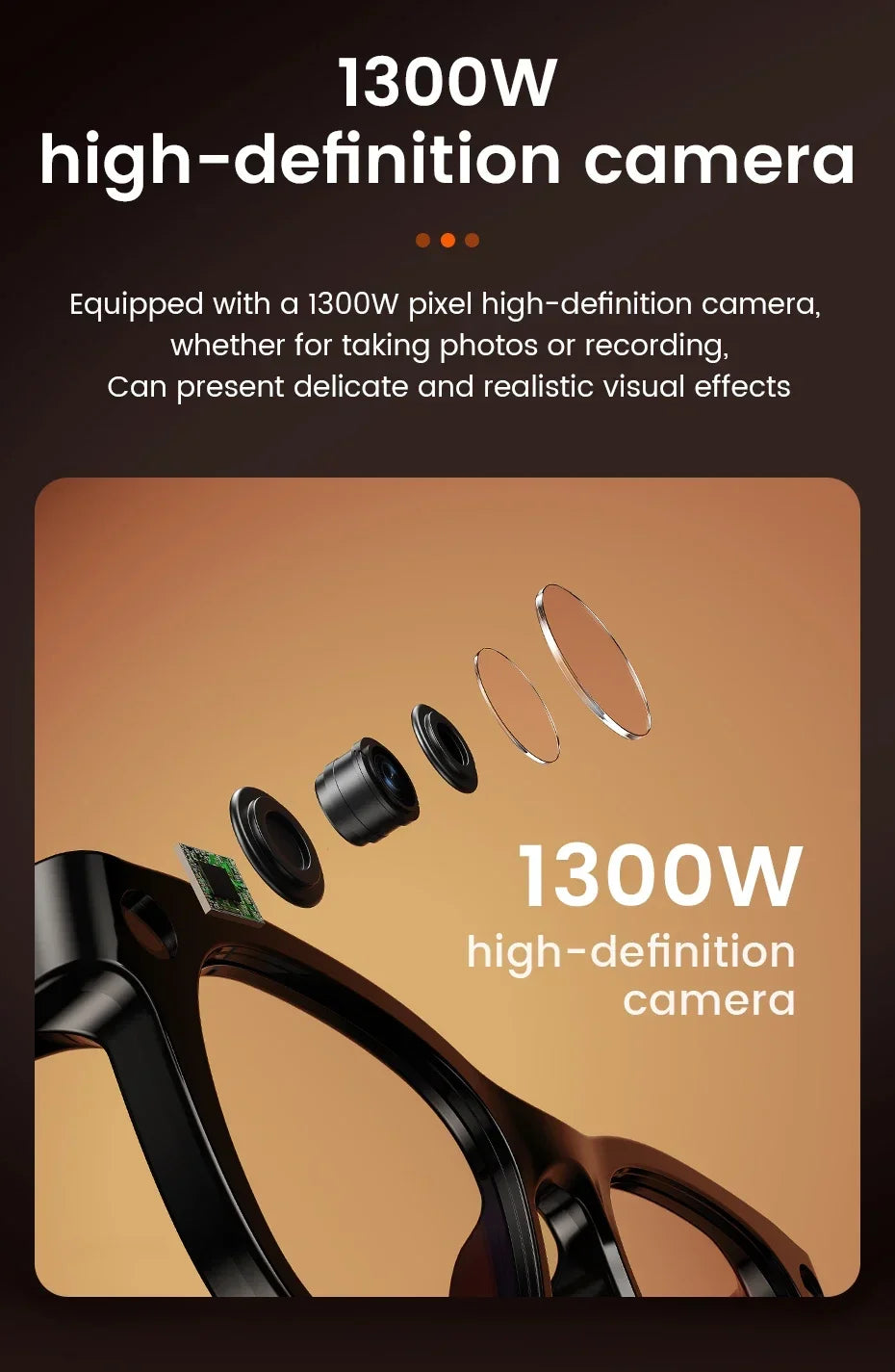 AI Smart Glasses 2026 New Model Built in 1300W HD Pixel Al Recognition AI Translation 320mAh Battery Wireless Calling Function