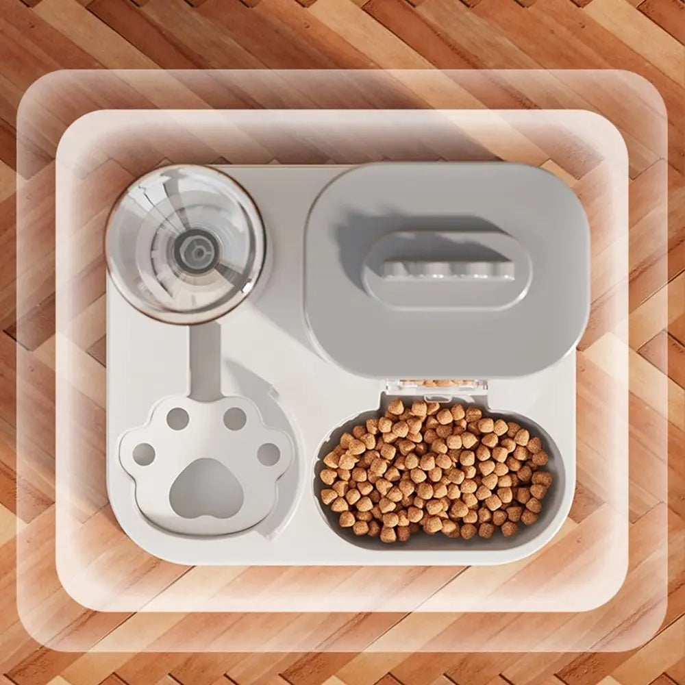 Large Capacity 2 in 1 Cat Food Dispenser Detachable with Water Fountain Automatic Cat Water Feeder Dry Wet Separation